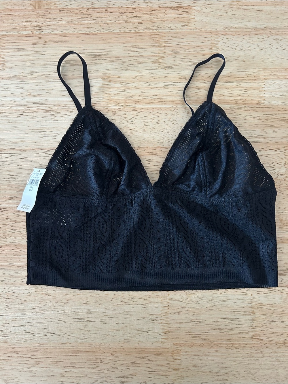 NWT Aerie Black Cable Lace Longline Bralette